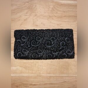 Delill Vintage Beaded Black and Gold Clutch